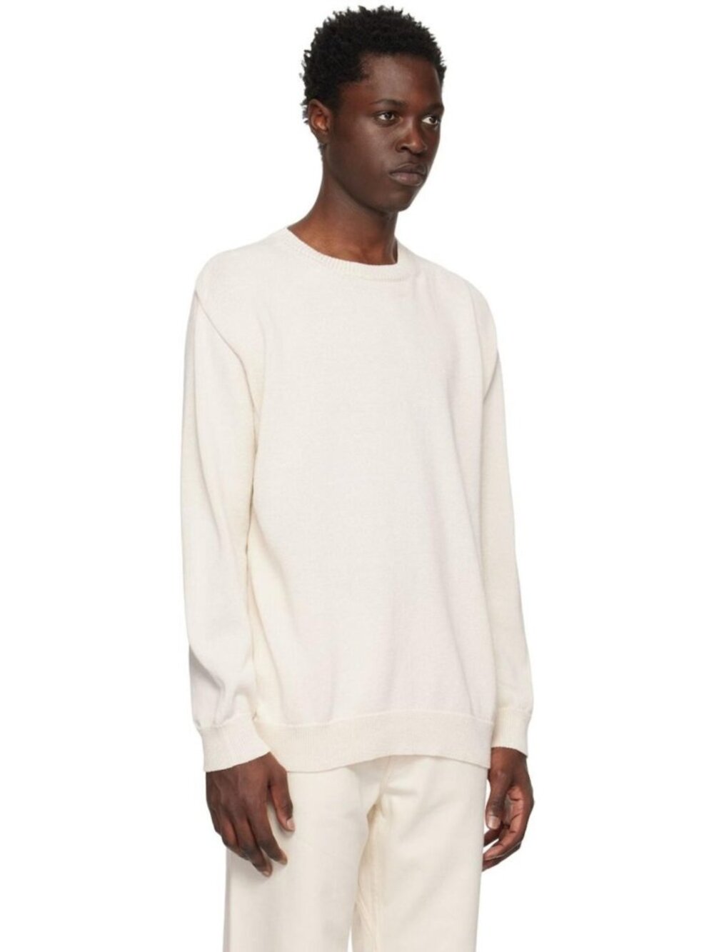Nanamica 7G Crew Neck Washi Paper Sweater in Ecru Large